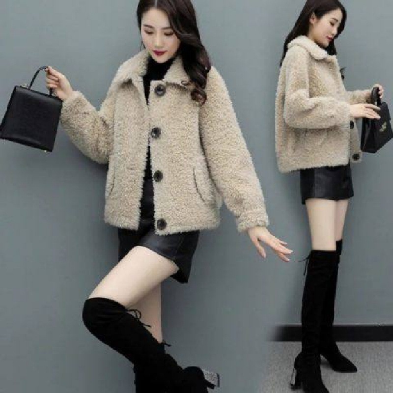 Picture of Fashion 2022 Winter Hong Kong Style Literature and Art Retro Women's Wear Sleeve Three-point Sleeve Pile Collar Factory Outlet
