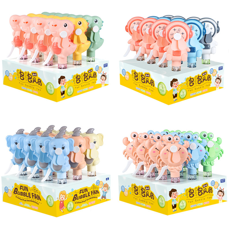 New cartoon hand pressure bubble fan blowing bubble machine summer outdoor mini fan gift toys wholesale cross-border