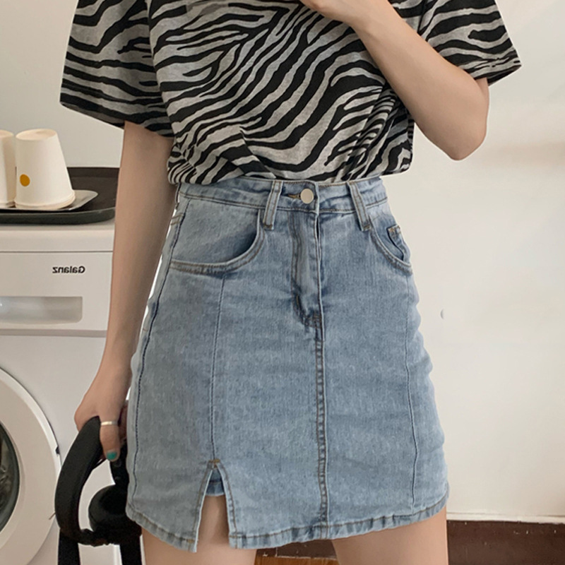 Plus Size Fat mm Denim Short Skirt Women's Spring and Summer 2025 New Skirt High Waist A-Line Versatile Hip-Covering Slit Culottes