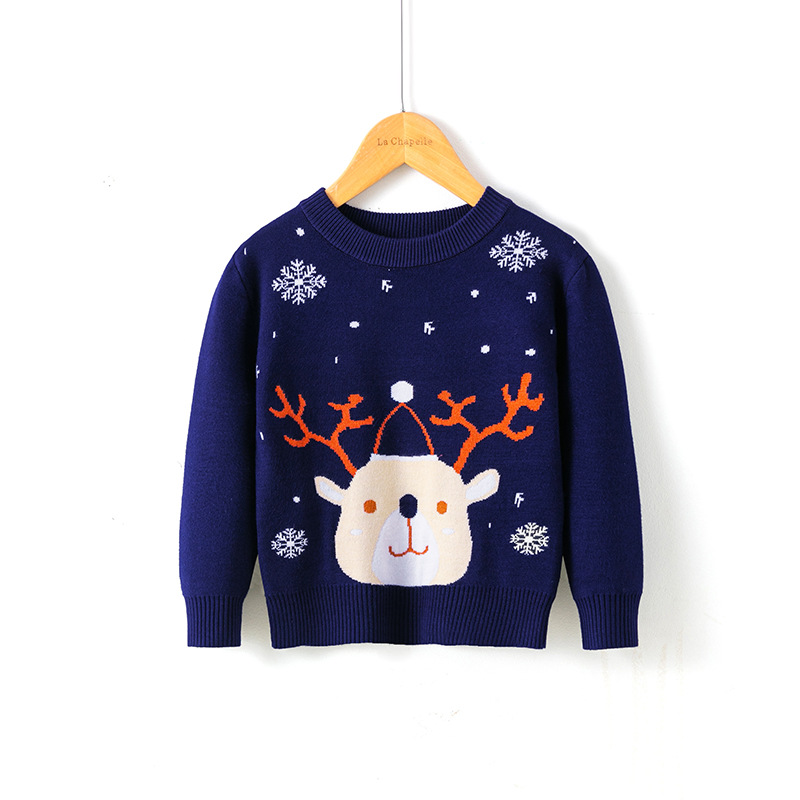 Picture of Factory wholesale boys' cartoon bottoming pullover girls' round neck Christmas sweater children's Korean-style European and American children's clothing
