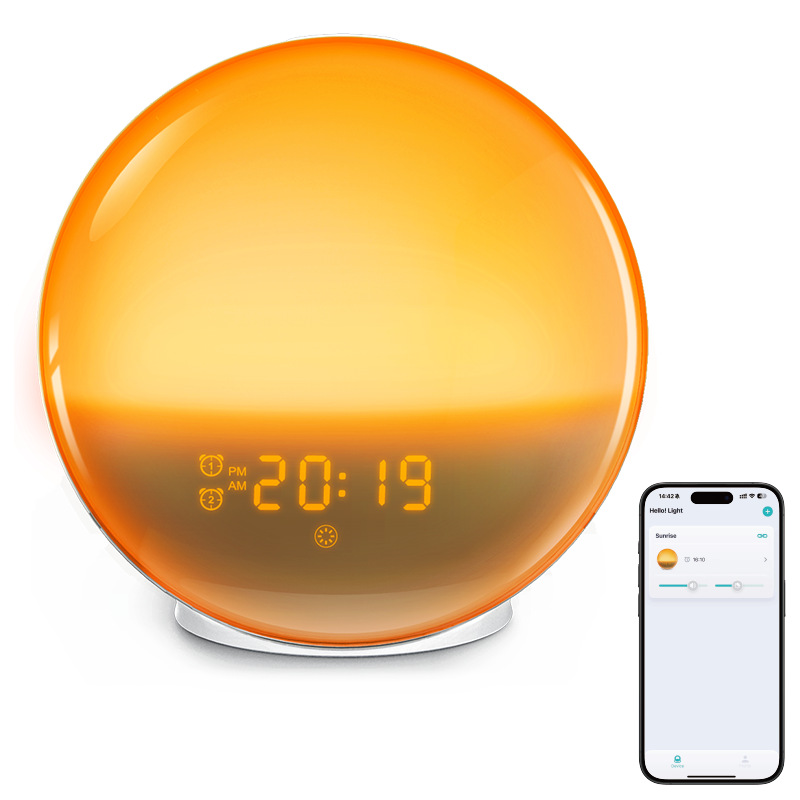 Simulated Sunrise Wake-up Light LED Electronic Clock Colorful Atmosphere Light Bedside Light Smart Children Sleep Alarm Clock Light