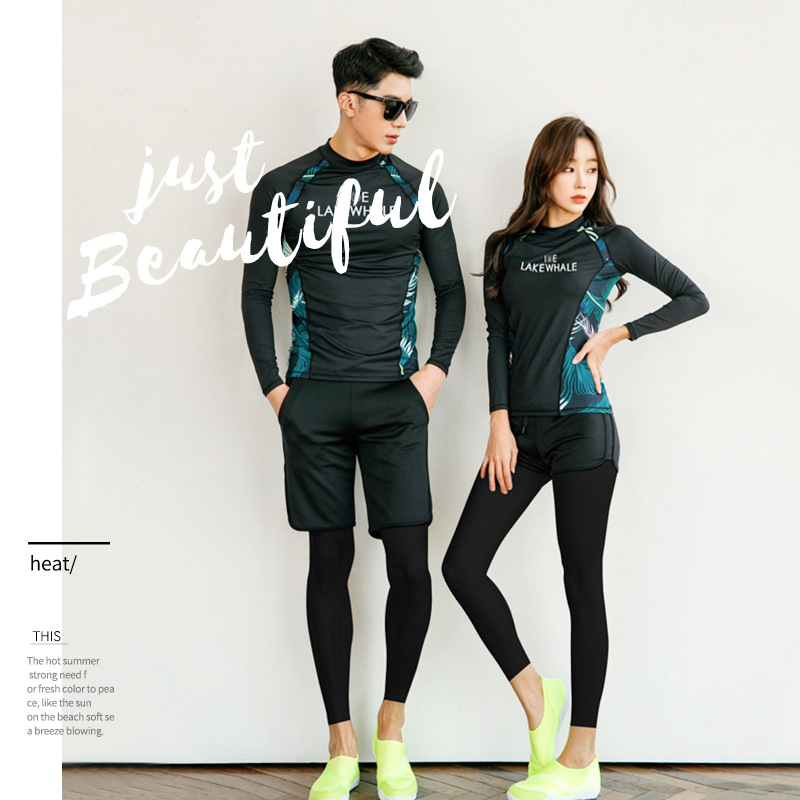 Korean Wetsuit Women's Split Sunscreen Long-Sleeved Swimsuit Men's Slimming Look Quick-Drying Couple Snorkeling Surfing Jellyfish Suit Hot Spring