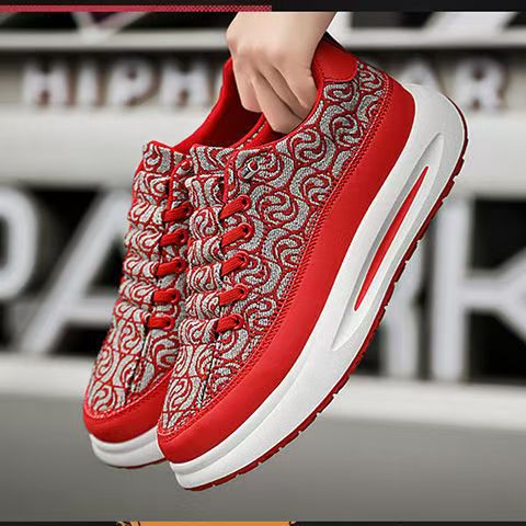 Men's shoes 2025 new autumn niche trendy brand printed cloth shoes, student sports and leisure heightening thick-soled versatile board shoes