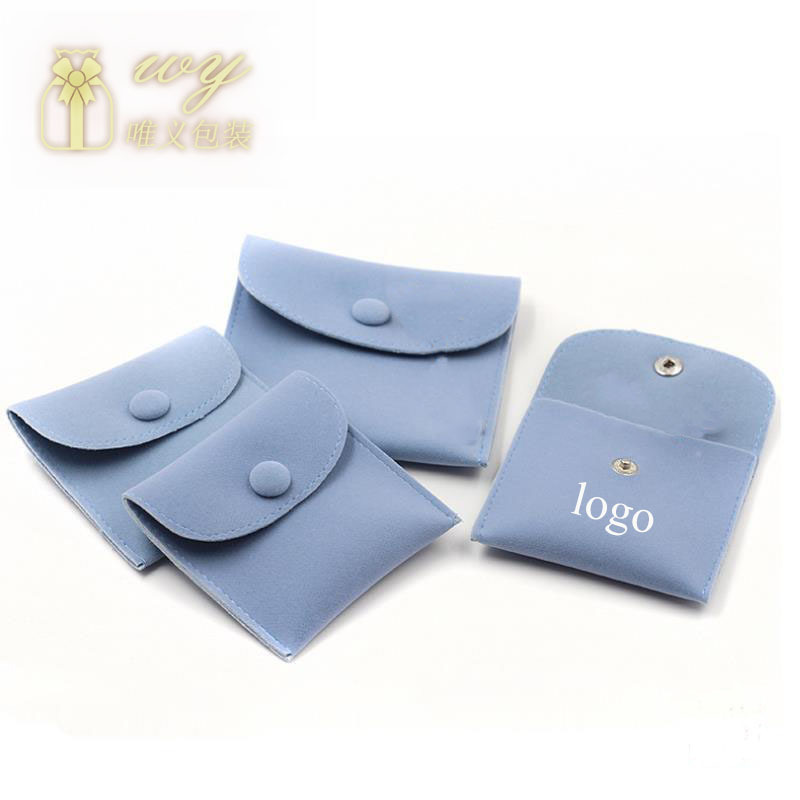 Jewelry Flannel Bag Thickened Ring Necklace Bracelet Earrings Jewelry Storage Bag Double-sided Fleece Snap Buckle Bag