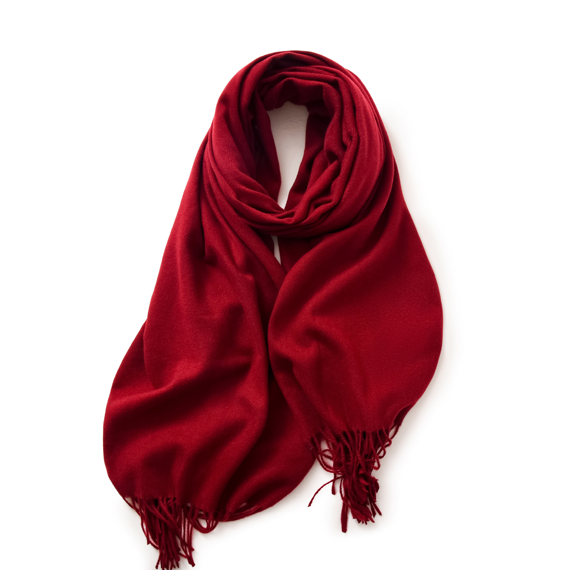 Picture of 2025 Red Scarf Women's Winter Cashmere Solid Color Scarf Shawl High-grade Warm Korean Style Tassel Scarf Men's All-match Scarf
