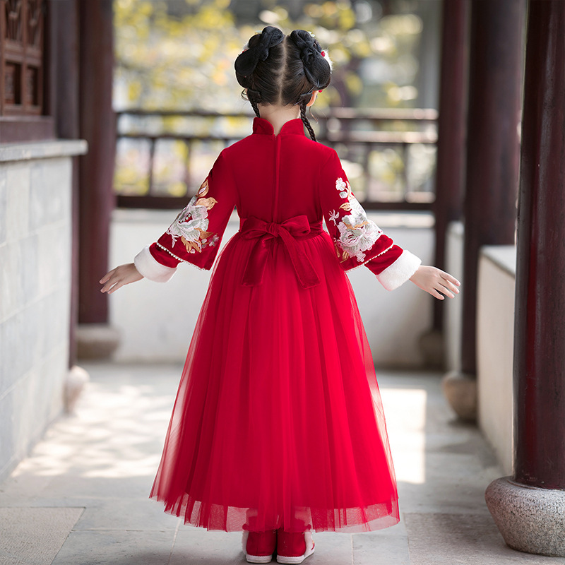Picture of Hanfu Girl's New Year Outfit Children's Cheongsam Dress 2022 Autumn/Winter New Little Girl's Festive New Year Dress