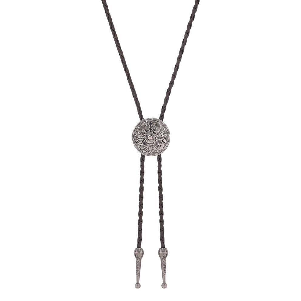 Cross-border New Vintage Bolo Tie Collar Rope American West Denim Stormy Lo Leather Rope Necklace Alloy Accessories Necklace