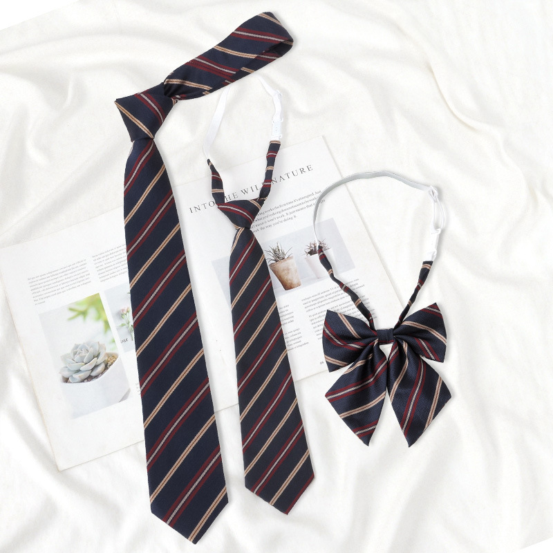 Japanese-Style College Jk Bow Tie Women's Tie Floral Burgundy Striped Bowknot Shirt Accessory Hand-Tied Tie Men