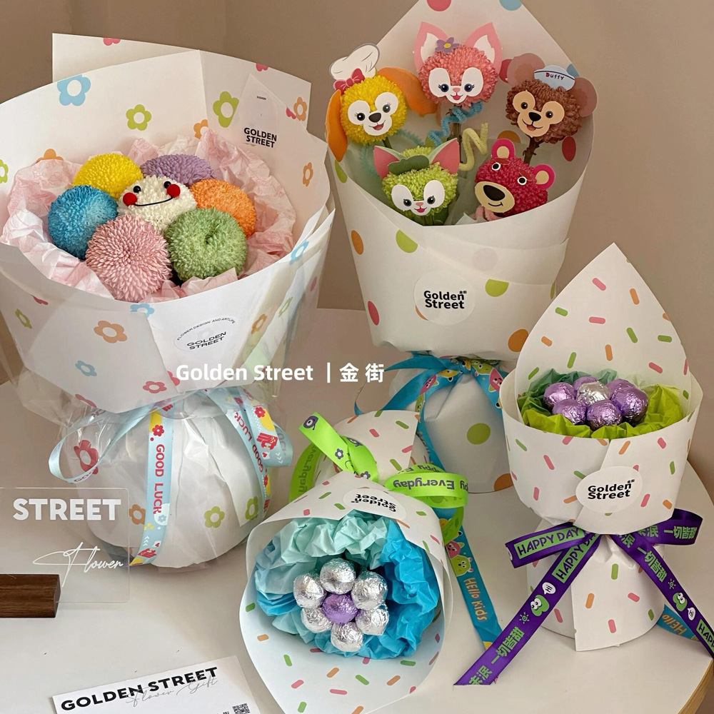 Color cute fun fresh bouquet wrapping paper wave point gift gift decoration kraft paper handmade diy floral materials