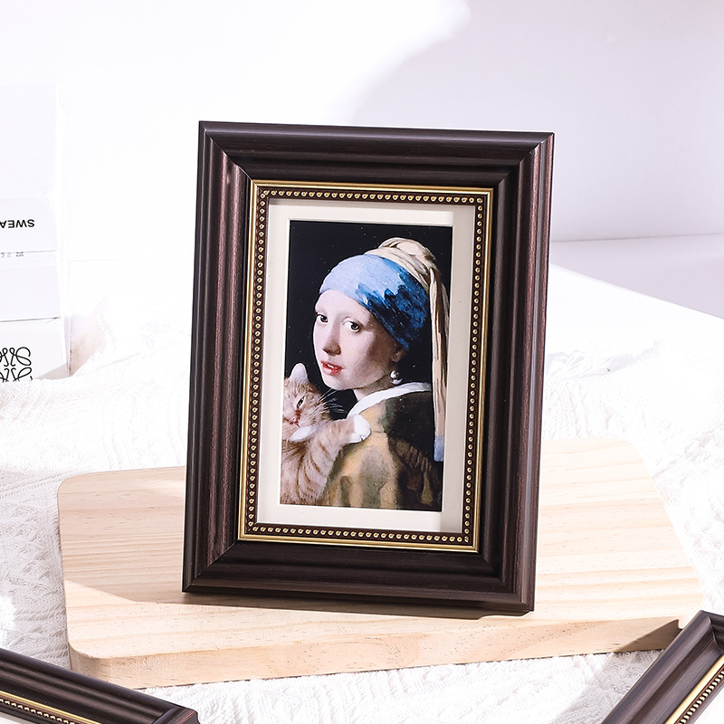 Picture of Creative American Retro Photo Frame Table 6 Inches 7 Inches 8inch 10inch Wedding Photo Frame Wall Hanging Picture Frame Empty Frame Mounting