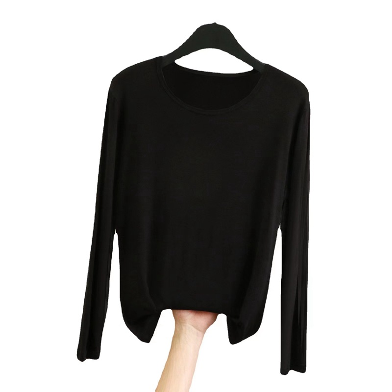 Picture of Modal Base Shirt Women's Inner Long Sleeve Thin Round Neck Autumn Clothes Large Size 2022 Autumn New Top Spring and Autumn