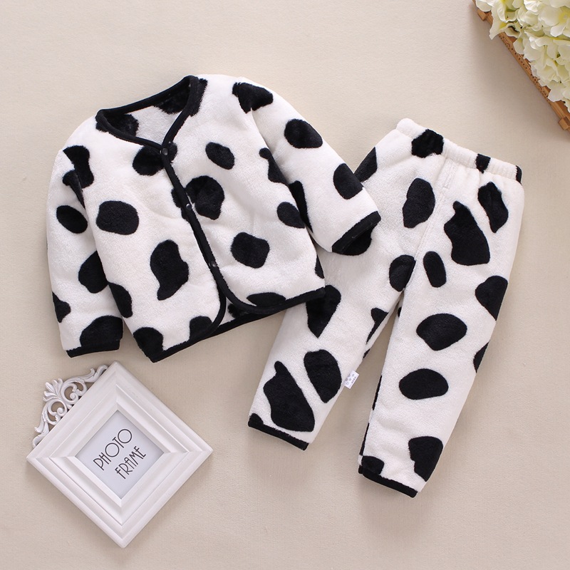 Picture of Baby suit Autumn and Winter Newborn Clothes Boys and Girls Baby Thermal Underwear suit Flannel Cardigan Two-piece Set