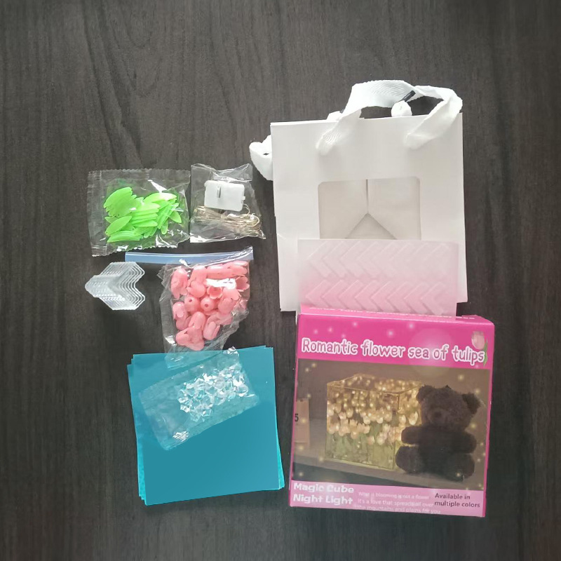 Tulip Night Light Handmade DIY Gift Material Birthday Gift for Girlfriend Girl 520 Souvenir Flower Sea Rubik's Cube