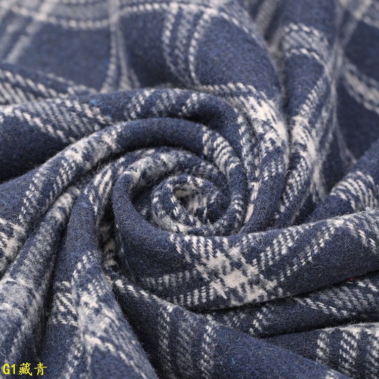Manufacturer's Spot Navy Blue Woolen Plaid Cloth Thickeneded Winter Plaid Warm Blanket Handmade DIY Cloth