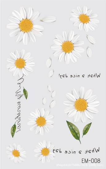 Picture of New Waterproof Sweat-proof Flower Tattoo Sticker Small Fresh Daisy Women's Face Arm Temporary Tattoo Sticker
