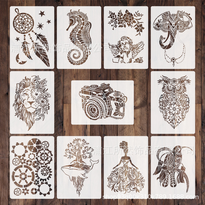 Amazon personalized fashion abstract animal painting pattern art wall painting decorative hollow template manufacturers wholesale