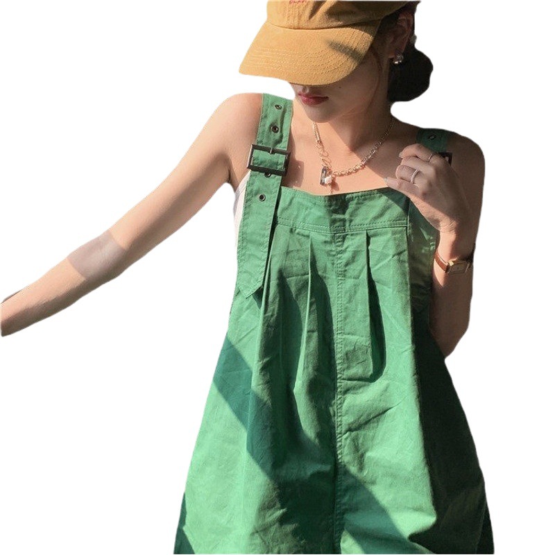 Cargo Overalls for Women Summer K-Style 2025 New Petite Pants Design Wide-Leg Curled Casual Shorts