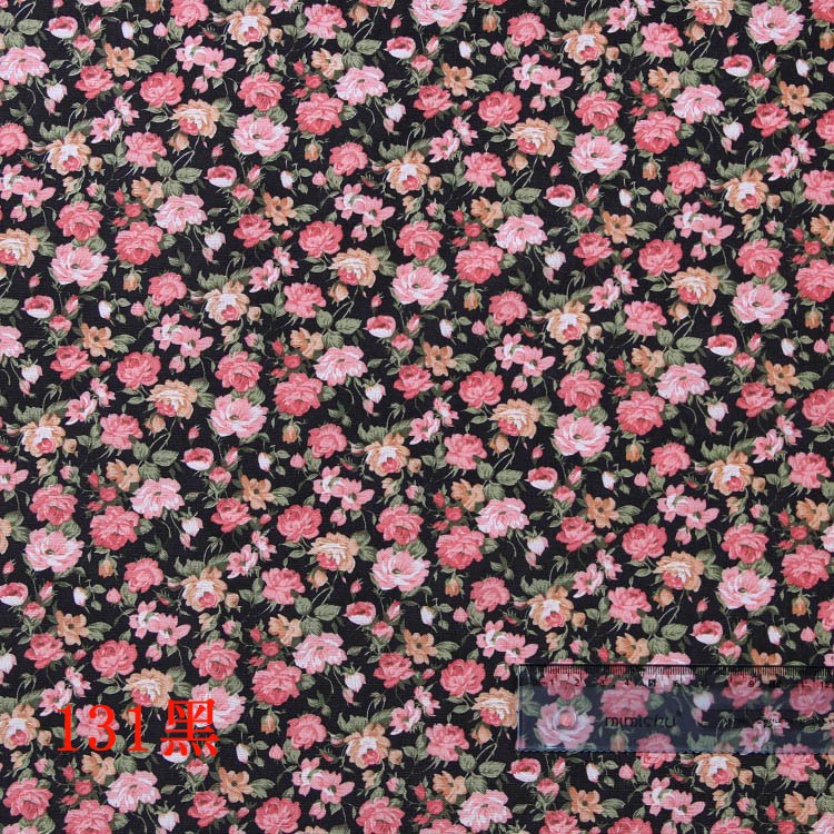 Picture of New Korean style lady style rose pink black blue purple green multi-color printed cloth mesh printed fabric