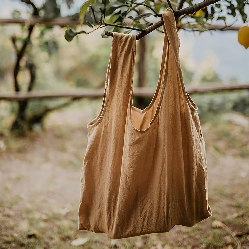 Nordic Style Cotton Linen Bag Canvas Artistic Simple Shoulder Bag Portable Shopping Bag Large Capacity Eco-friendly Storage Bag