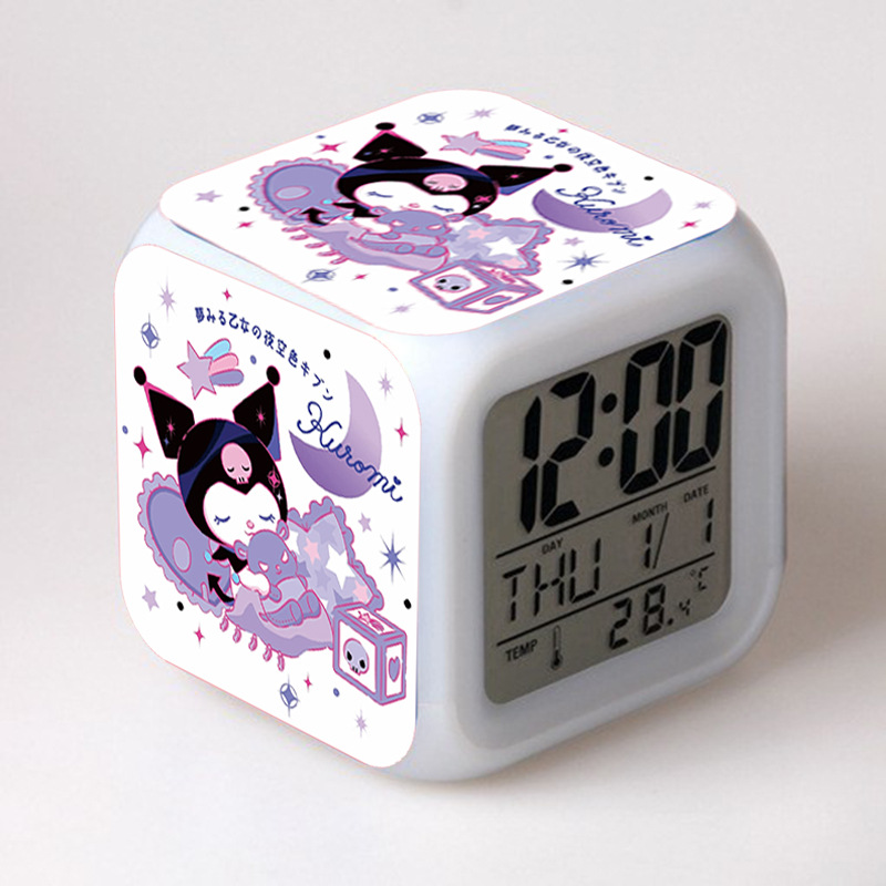 Coolomi alarm clock sanliou children gift student gift color changing colorful alarm clock square clock