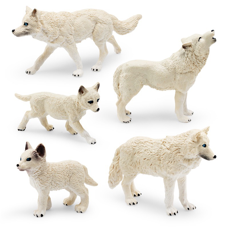 Cross-border simulation forest animal white wolf model children's cognitive roaring Wolf Arctic wolf wolf pup static decoration toy