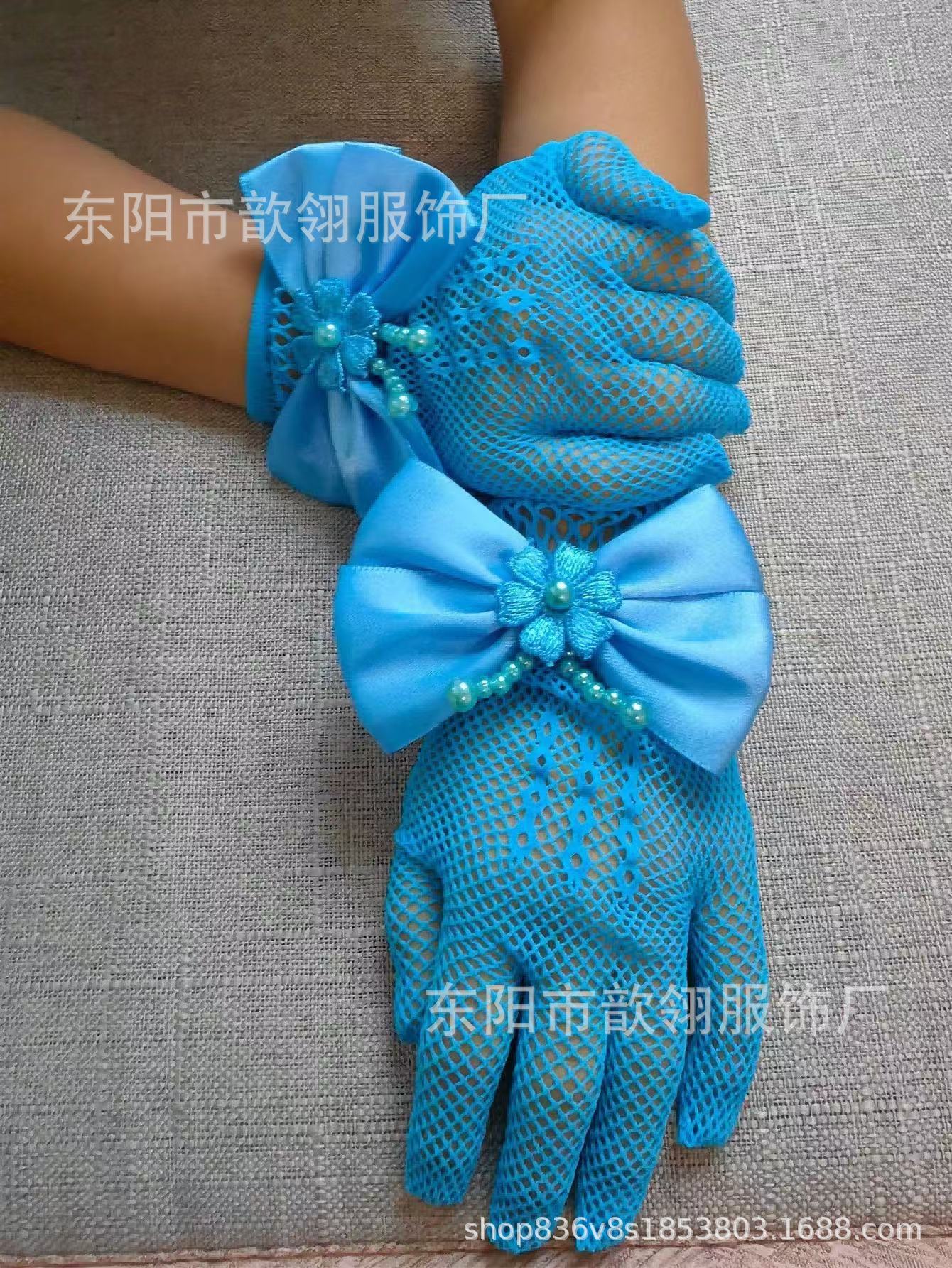Picture of Bride Wedding Girl Gloves Lace Short Finger Gloves Children Wedding Decorative Dress Children Gloves Wholesale