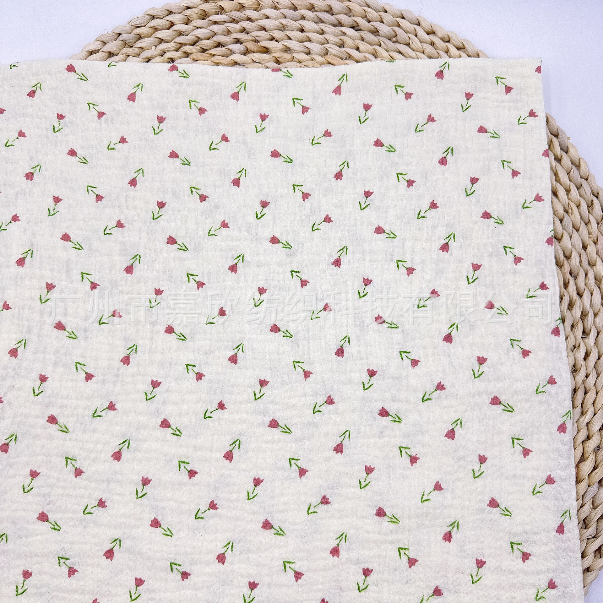 Pure Cotton Double-Layer Gauze Muslin Washed Cotton Baby Gauze Children's Clothing Pajamas Fabric Small Fresh Floral Print