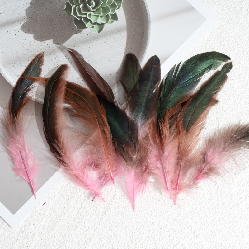 Picture of 50pcs/set of feathers wholesale colorful 10-15 rooster tail feathers real chicken feather DIY shuttlecock handmade material