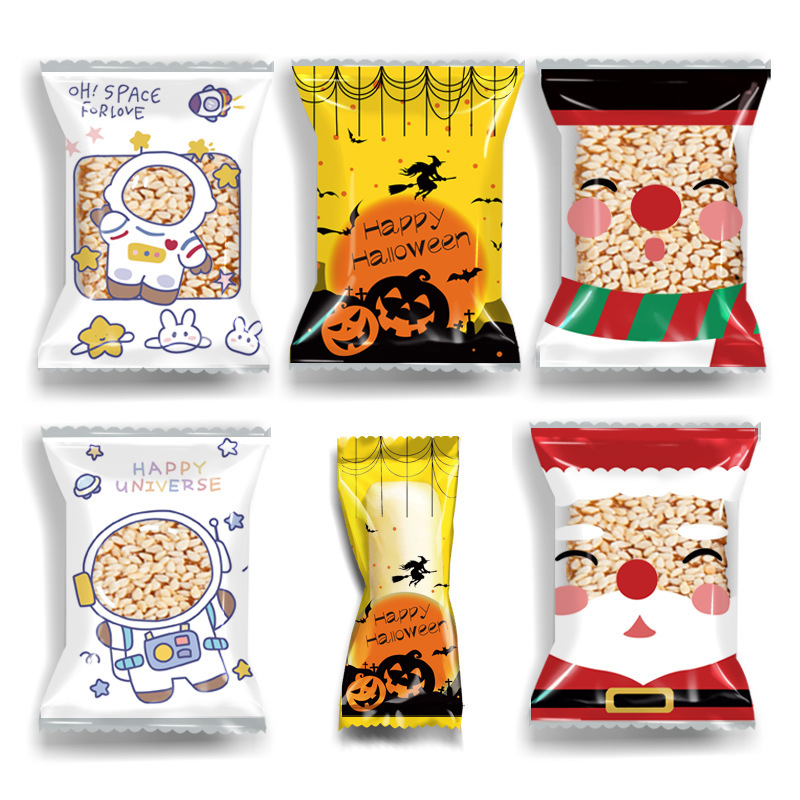 Christmas Nougat Candy Machine Sealed Bag Milk Date Snowflake Crisp Packaging Baking Cookie Bag Home Halloween Bag