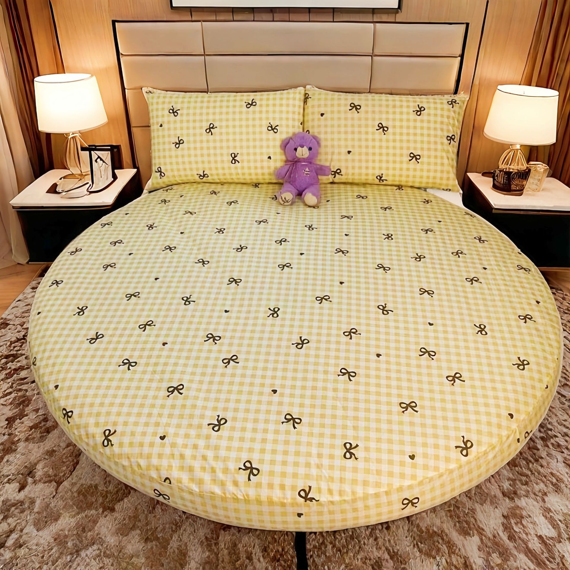 Picture of Cross-border Amazon Shrimp Hotel Round Waterproof Round Bed Cover Four-piece Bed Cover Simmons Mattress Cover Dust-proof