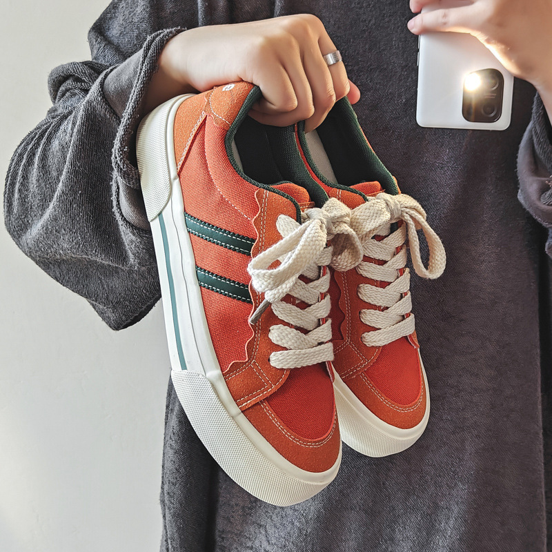 Dou Chuan 2025 Spring Dirty Orange Niche Canvas Shoes Men's Shoes Breathable Sports Board Shoes Trend Casual Shoes Wholesale