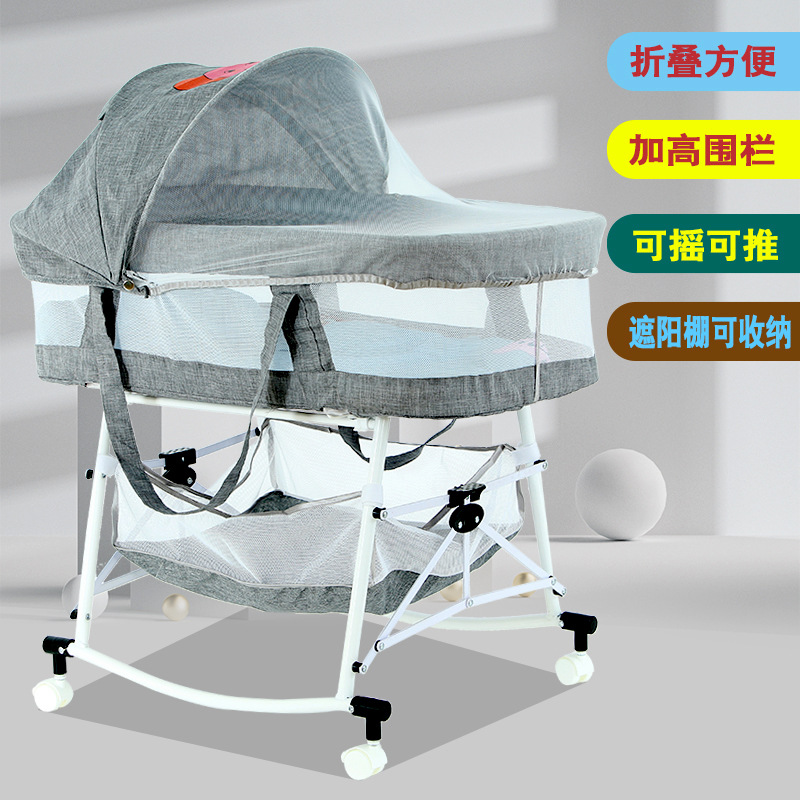 Picture of Crib Baby Cradle Bed Foldable Multifunctional Newborn Children's Bed Movable Outdoor Portable Shaker