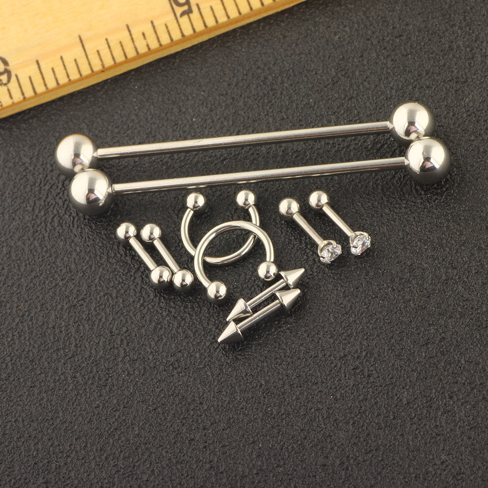 Picture of Amazon EBAY 10 pieces suit piercing jewelry nose ring nose nail eyebrow nail lip nail long rod industrial ear studs