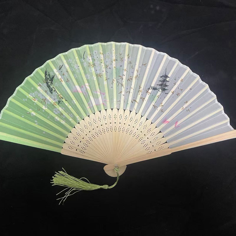 Picture of Folding Fan Bamboo Ancient Fan Student Girl Chinese Style Small Fan Scenic Spot Export Wholesale Retail Gift Decorative Fan
