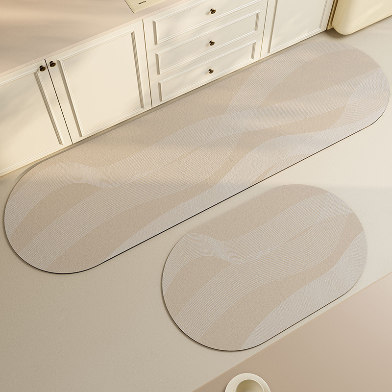 Picture of Japanese Style Line Diatom Mud Water Absorbing Oil Kitchen Mat Light Luxury Bathroom Non-Slip Floor Mat Bathroom Quick-Dry Door Mat