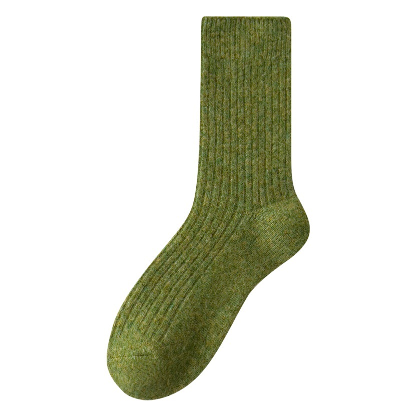 suxinaimin Japanese Style Drawstrip Socks Autumn and Winter Thickened Solid Color Warm Wool Mid-tube Socks Vintage Stacked Socks for Women