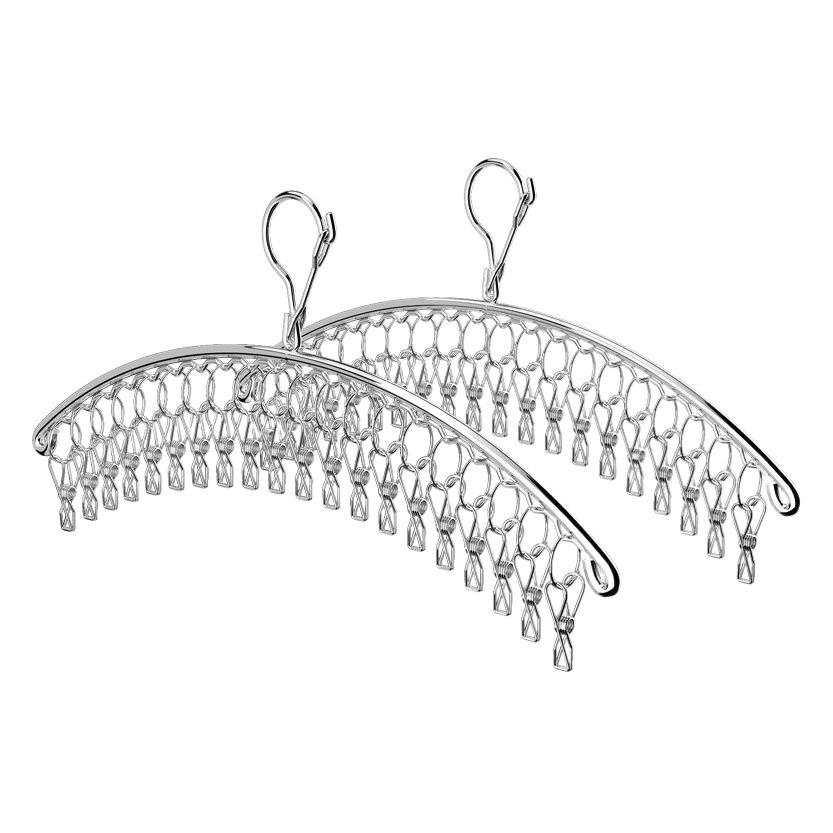 Arc Hanger Stainless Steel Drying Rack Multi-clip Drying Rack Inner Hanger Drying Hosiery Rack Dormitory Drying Windproof Anti-slip Clip