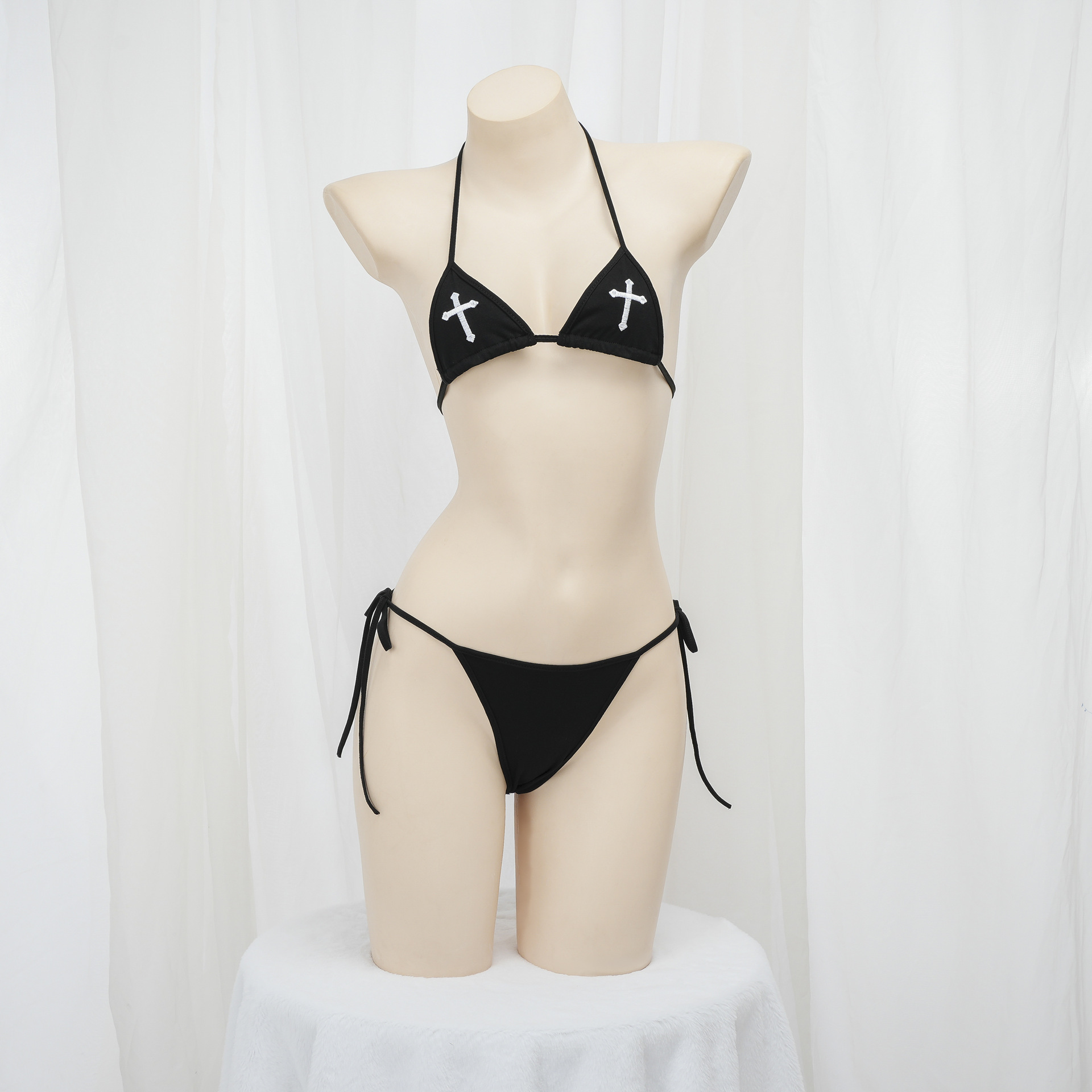 Nun Embroidered Bikini Secondary Strap Sexy Sling Lingerie Three-Point Mini Pajamas 110-D