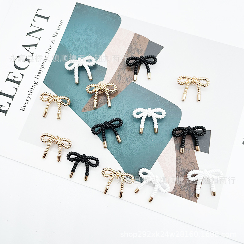 Metal Bow Button Decoration Girl Chanel Style Academic Style Shirt Coat Uniform Hollow Zinc Alloy Button