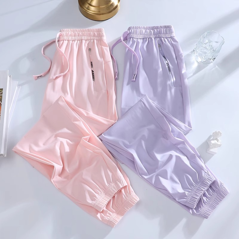 Girls' Stylish Jogger Pants Summer 2025 New Ice Silk Pants Casual Pants for Older Children Mosquito-Proof Pants Summer