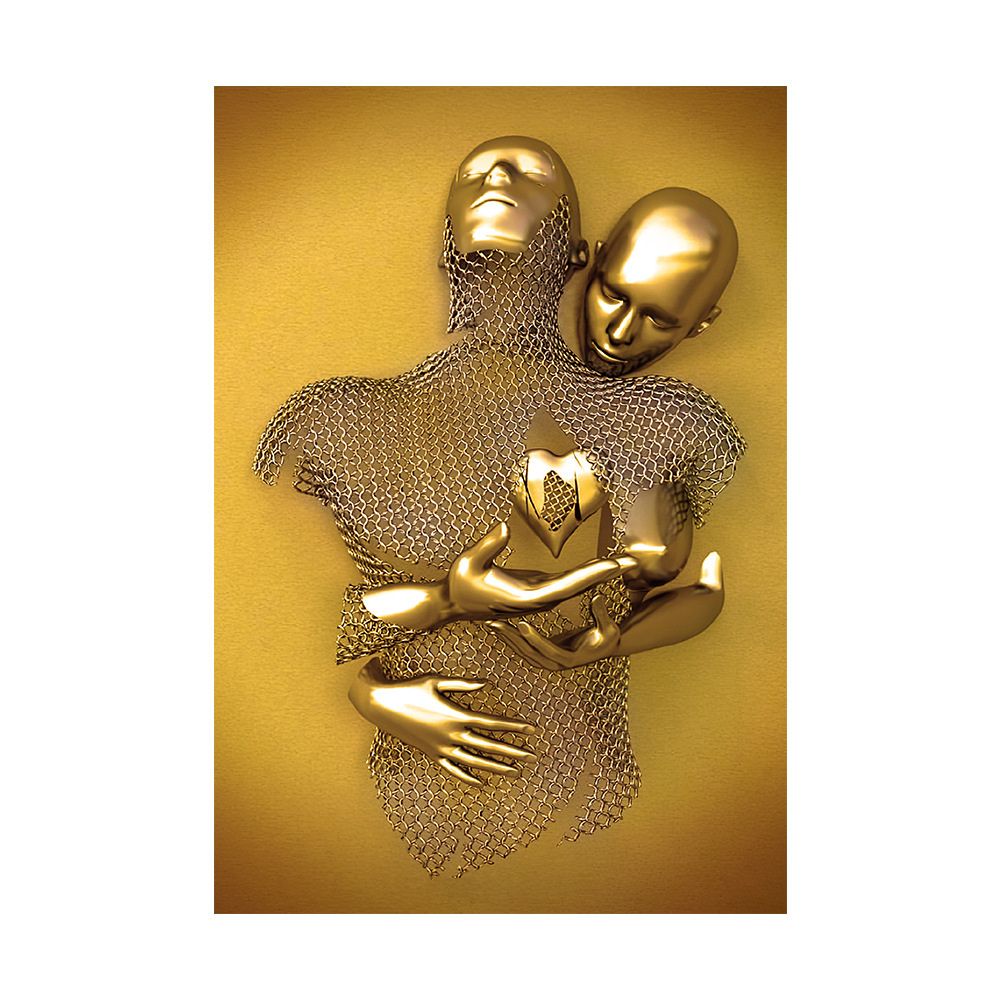 Picture of Scandinavian Home Decoration Canvas Painting Metal Character Statue Poster Hanging Painting Wall Frameless Painting Core Creative Metal