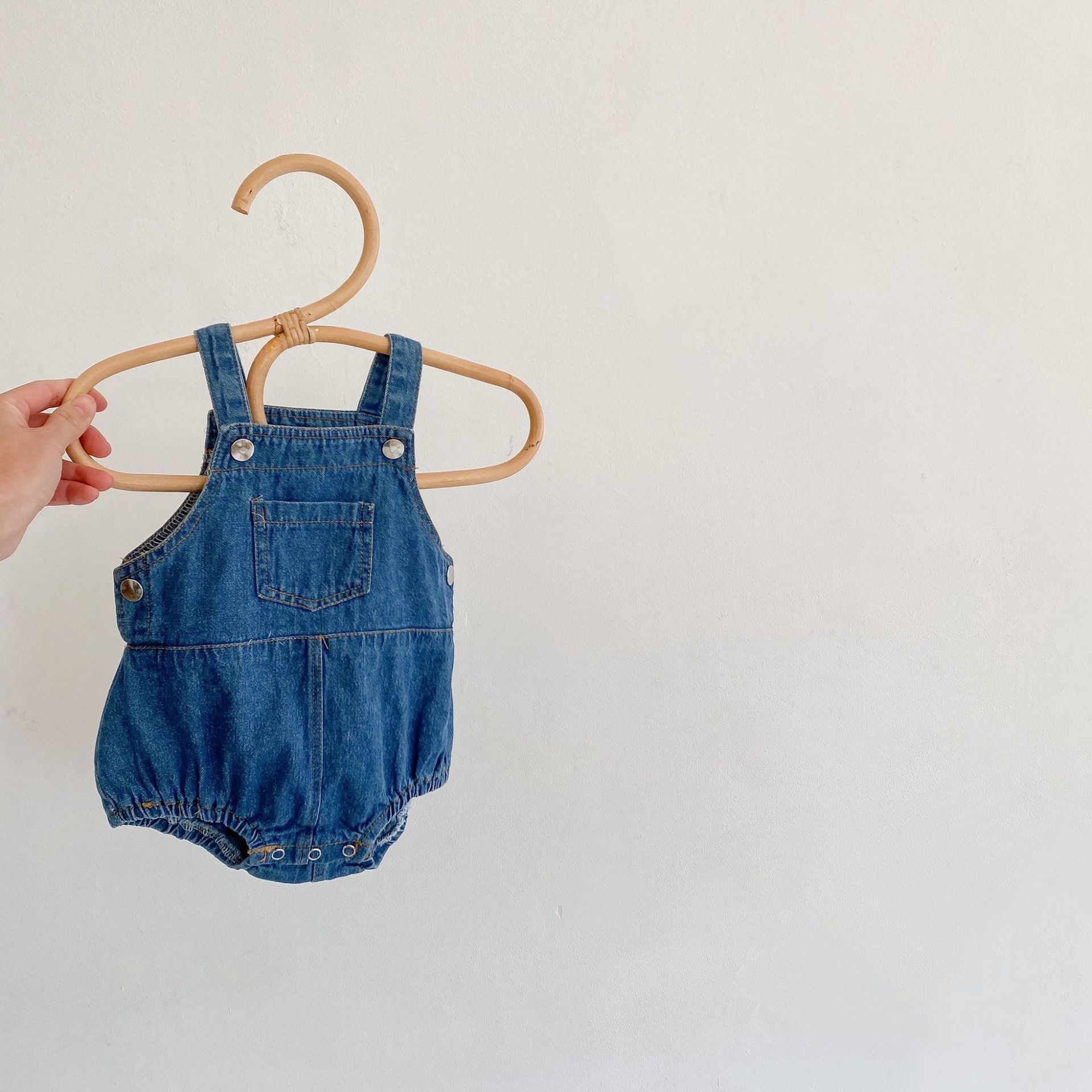 Picture of 2025 Spring and Summer Infants and Young Children, Male and Female Babies, Denim Suspenders, Baby Clothes, 0-2 Years Old, Cotton Jumpsuits, Rompers