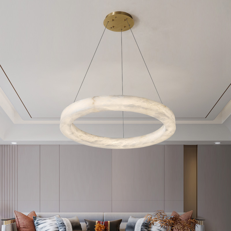 High-end imitation marble chandelier, light luxury living room light, modern new Chinese simple creative designer dining room bedroom lamp