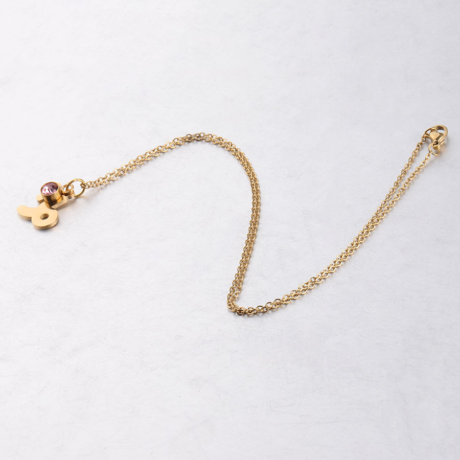 Picture of Golden Twelve Constellation Necklace Lucky Birthstone Birthstone Necklace European and American Constellation Necklace Stainless Steel Jewelry