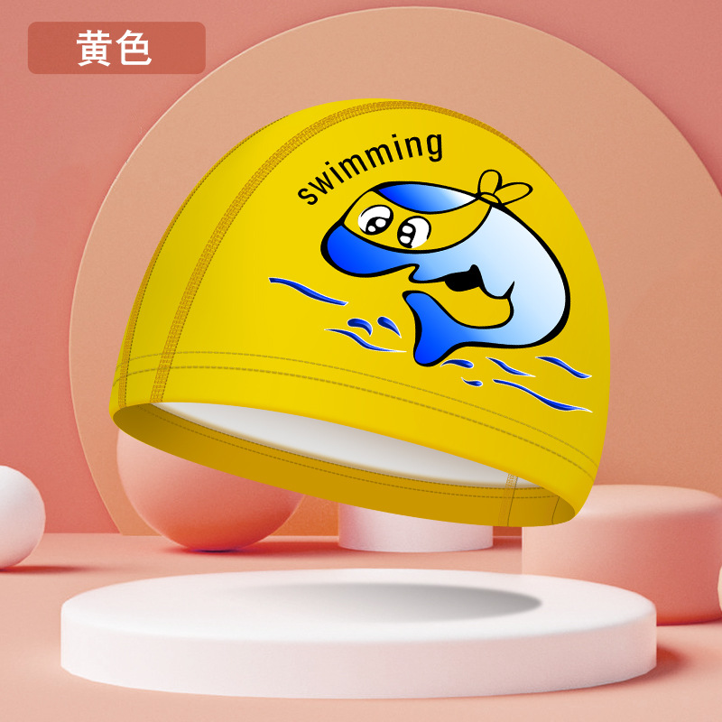 Picture of Children's swimming cap boys and girls waterproof head professional pu swimming cap cartoon pattern baby swimming cap wholesale