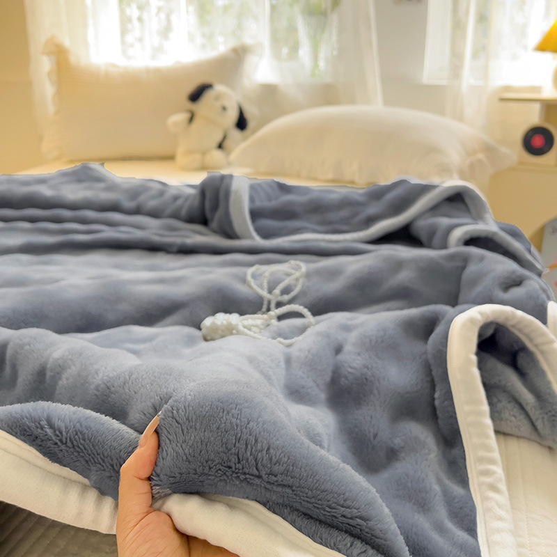 Picture of Class A Maternal and Infant Grade Rabbit Blanket Thickened Warm Milk Blanket Rabbit Plush Air-conditioning Blanket Nap Blanket Cover Blanket