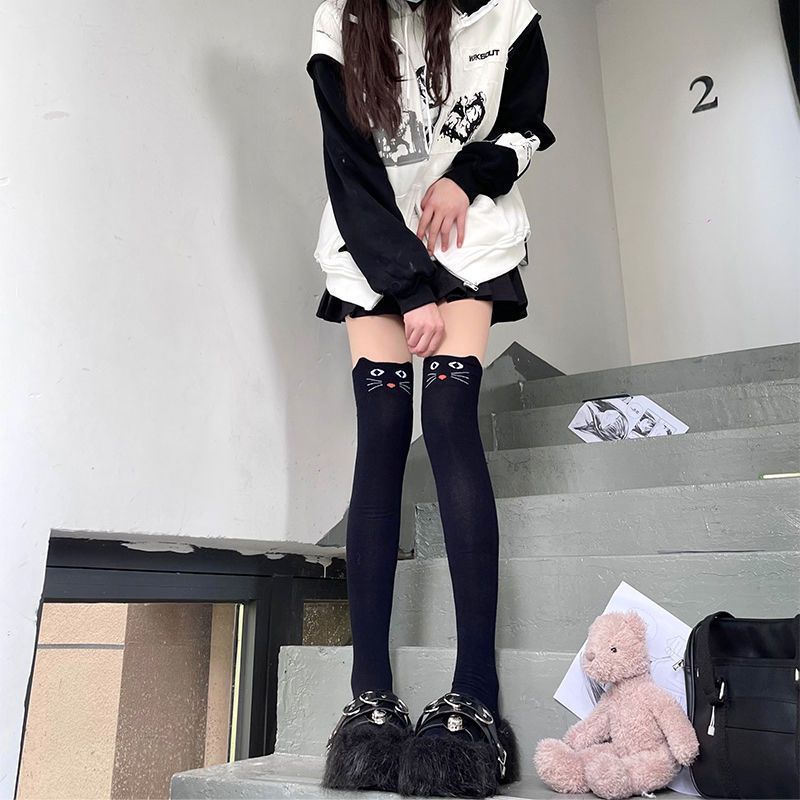 Long Knee Socks Cute Bear Socks Women's Spring and Autumn Soft Cute Cartoon Cat Knee High Socks All-match