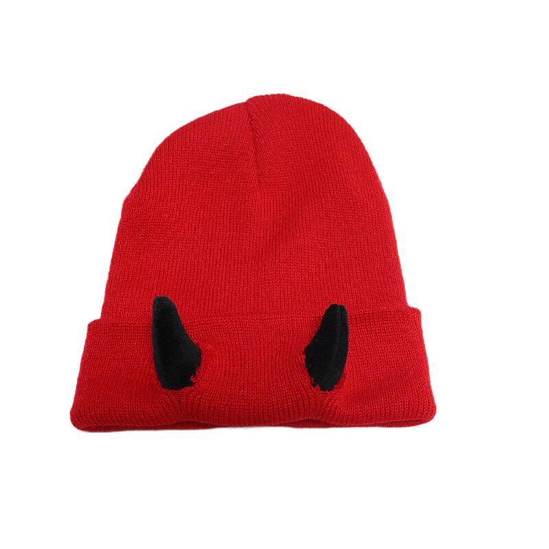 Picture of Autumn and Winter devil horn hat warm knitted wool hat Halloween horn toe cap cross-border new funny hip hop
