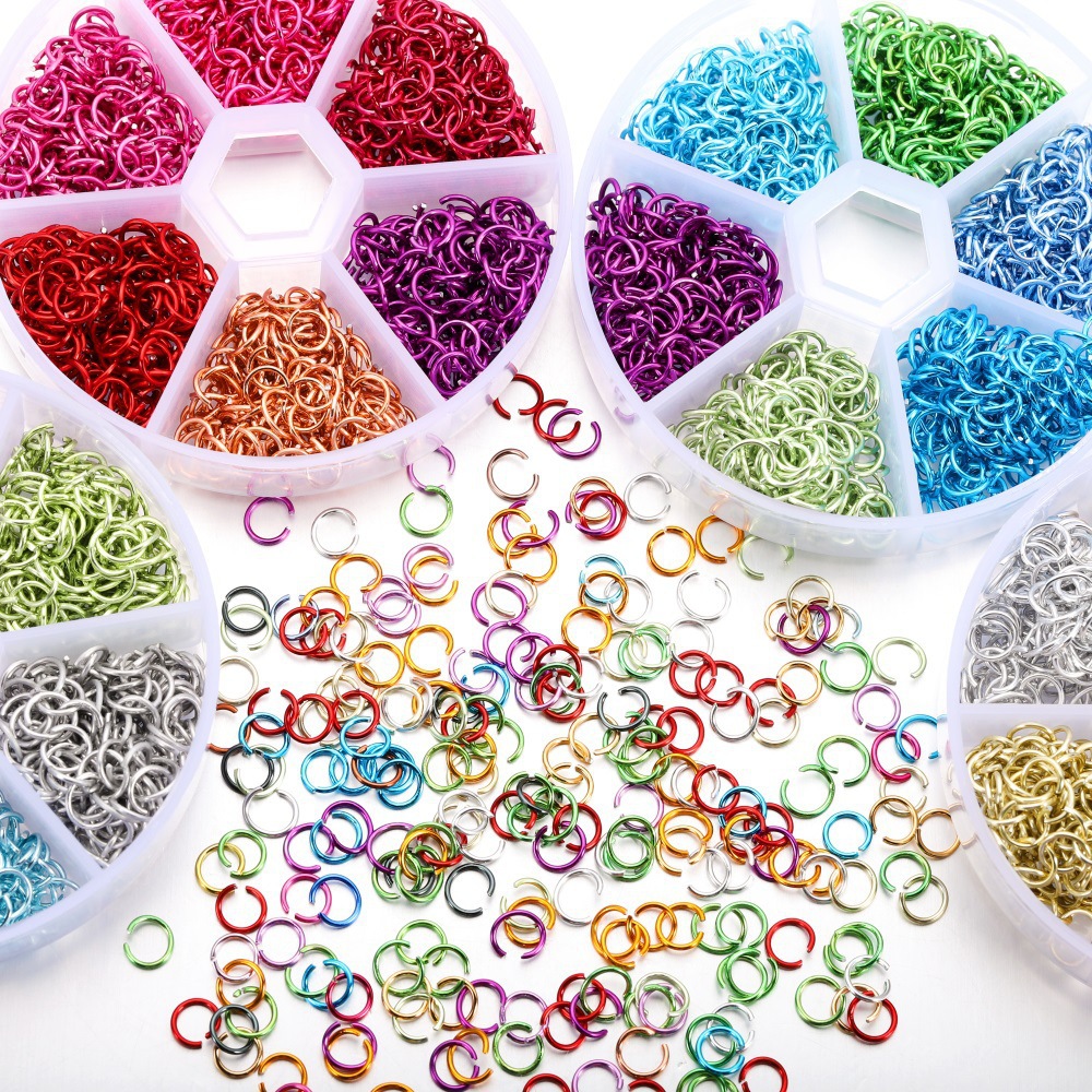Picture of DIY jewelry accessories jump ring connecting ring open ring 6mm six grid boxed color aluminum ring earrings Accessories Wholesale