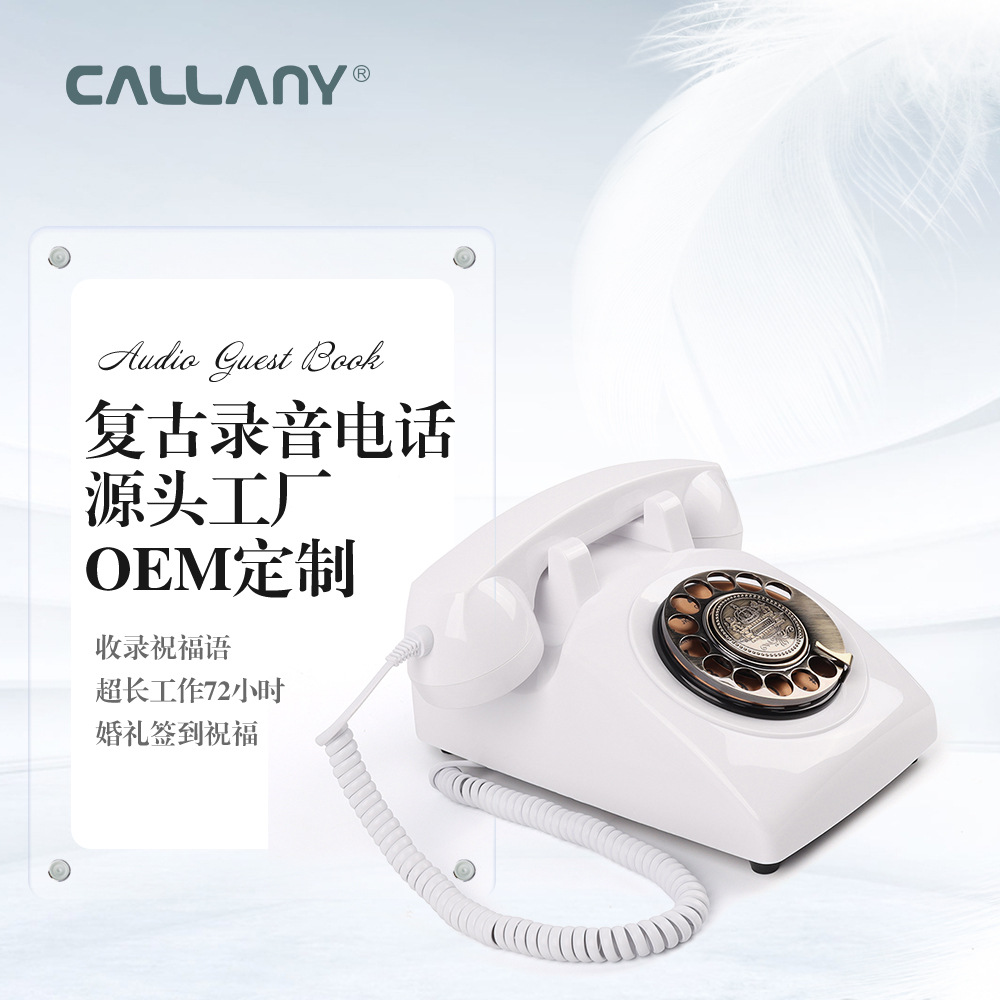 Picture of Telephone Wedding Landline Rotary Dial Card-Insert Recording Phone Manufacturer for Home Use, Retro Vintage Style